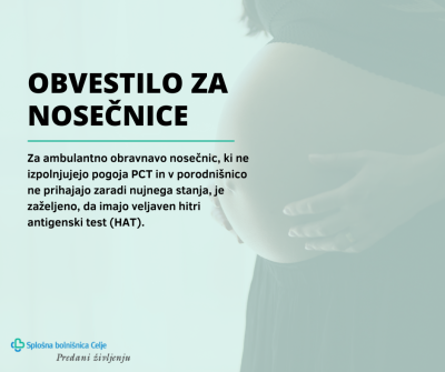 HAT zaželen za redni pregled nosečnic, ki niso cepljene proti covidu-19 ali ga niso prebolele