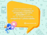 Omejitev obiskov tudi na Oddelku za ortopedijo in športne poškodbe na 1 zdravo osebo