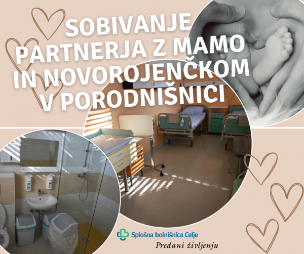 Sobivanje partnerja z mamo in novorojenčkom v porodnišnici - več na podstrani namenjeni nadstandardni namestitvi.
